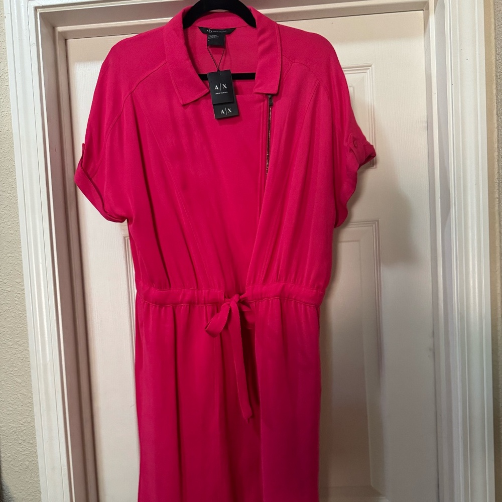 Armani Exchange Asymmetrical Zip Dress Sz 14